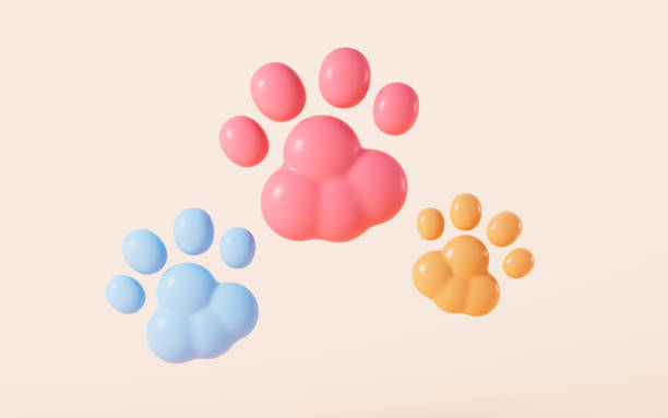 istock Cartoon pet paws, pet sign, 3d rendering. 2162729105