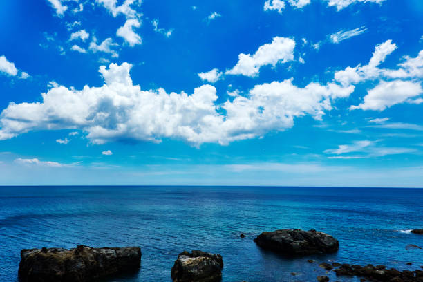 cloudscape, blue sky, dramatic sky, horizon over water