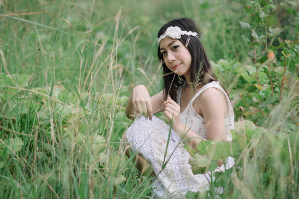 cute woman in white