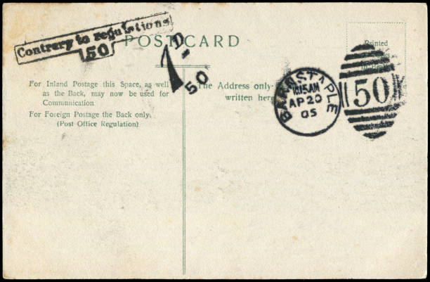 istock a vintage postage due blank postcard sent from barnstaple,  UK in 1900s,  ready for any usage of  historic events background related to mail delievery description. 2162737325