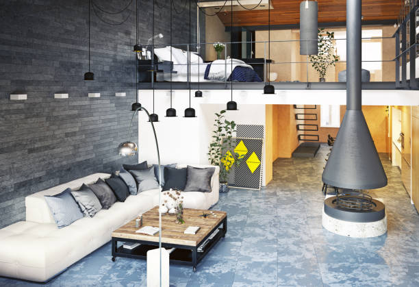 istock modern loft living room interior. 2162746169
