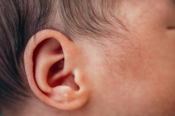 newborn baby's ear close-up unrecognizable face