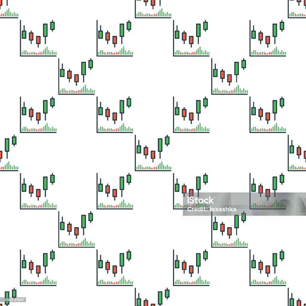 Candlestick Vector Technical Analysis Colored Seamless Pattern Stock ...