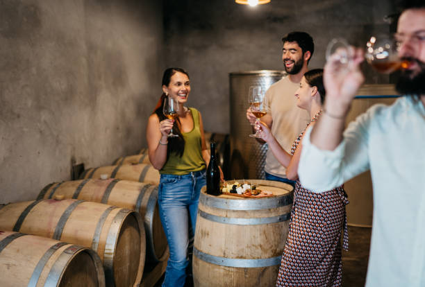 istock Young people attending wine tasting event 2162751956