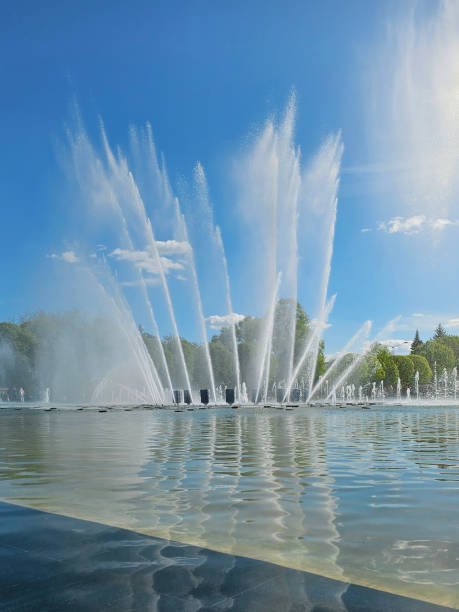 istock Fountain in public park. Verical view. 2162755482