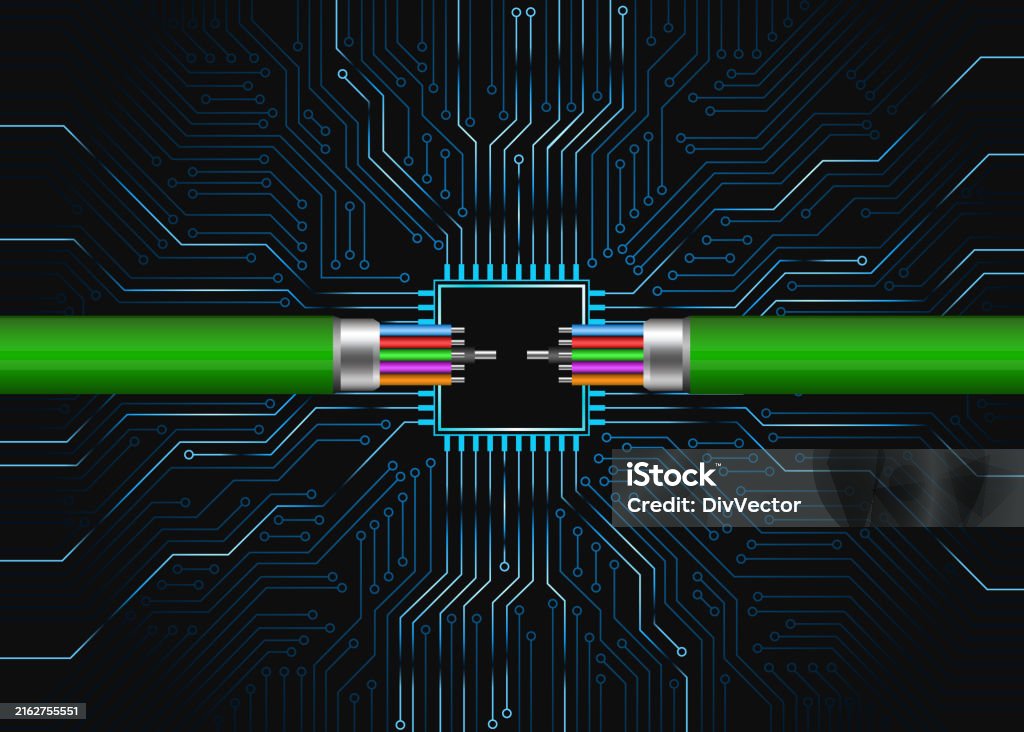 Fiber Port Vector Fiber Optic Cable Vector Illustration Stock Illustration - Download ...