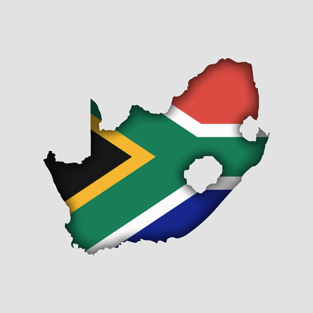 illustrations, cliparts, dessins animés et icônes de afrique du sud carte avec drapeau dans le corps - soweto