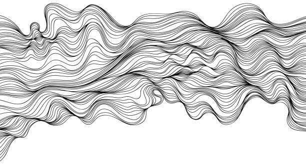 istock Abstract wavy, waving, billowy and squiggly lines hand drawn.  Line art  illustration wavy background. Ink painting style composition for decoration. 2162758370