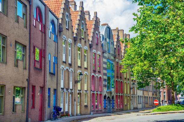 Colorful residential houses in Bruges, Belgium