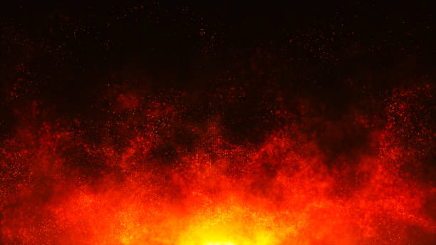 istock Abstract isolated fiery glowing particles on a black background fly up. Fire sparks on a dark background. Fire Animation. Raging Campfire Flames. Flying Embers from fire. 3d. 2162759913