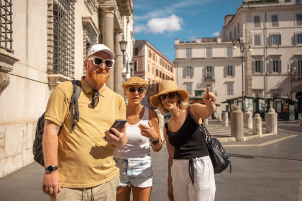 istock Three beautiful mature friends sightseeing in Rome 2162760006