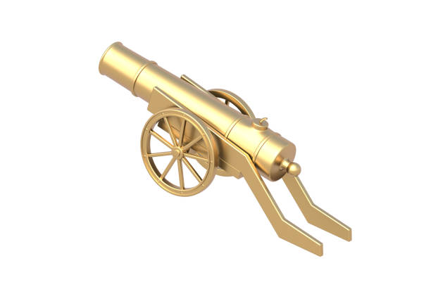 istock Golden cannon isolated on white background. 3d render 2162762046