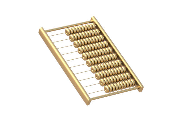 Golden abacus isolated on white background. 3d render