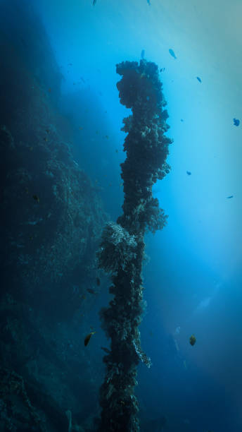 istock Shipwreck mast in the deep blue sea 2162767902