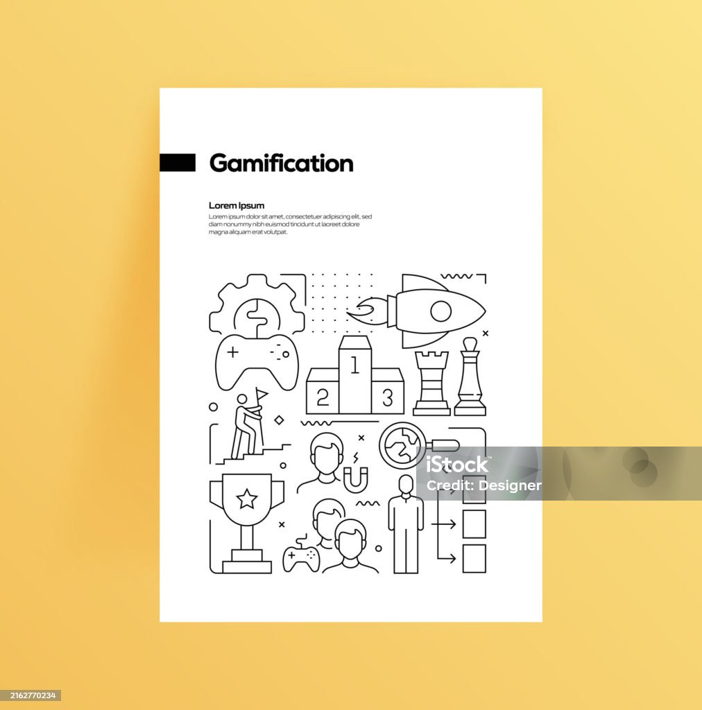 Gamification Design Graphics Gamification Related Line Style Banner Design For Web Page Headline ...