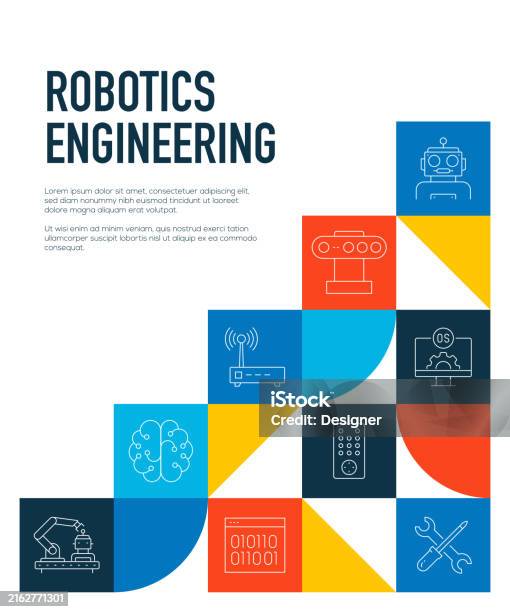 Robotics Engineering Related Line Style Banner Design For Web Page ...