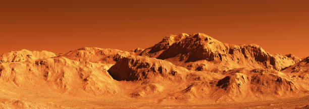 istock Mars landscape, 3d render of imaginary mars planet terrain. 2162771427