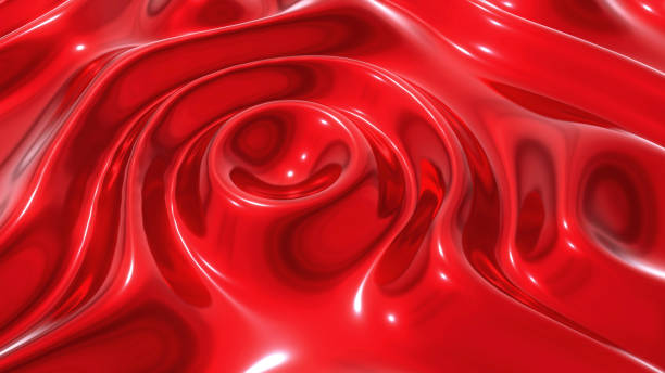 istock Liquid red chrome waves background, shiny and lustrous metal pattern texture, silky 3D illustration. 2162771437