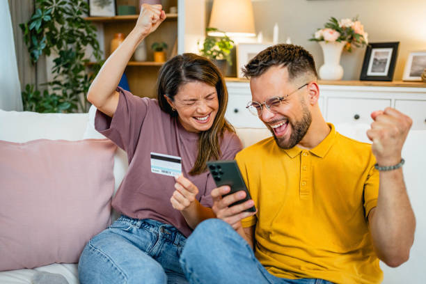 istock Excited couple shopping online 2162774783