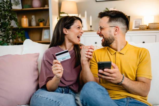 istock Excited couple shopping online 2162774833