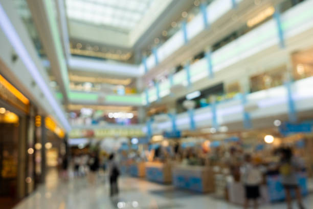 Blurred image of shopping mall and bokeh for background usage.