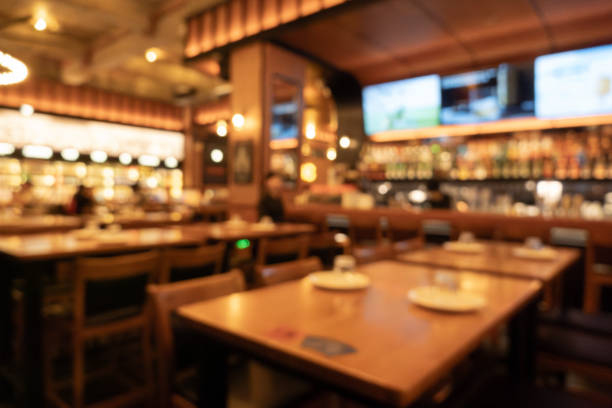 Abstract blur and defocused coffee shop cafe and restaurant interior for background