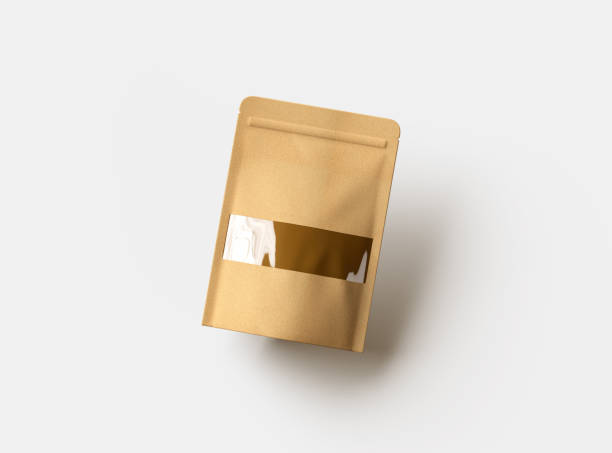 istock 3D render of a generic paper doypack with the window hole on a light background 2162776901