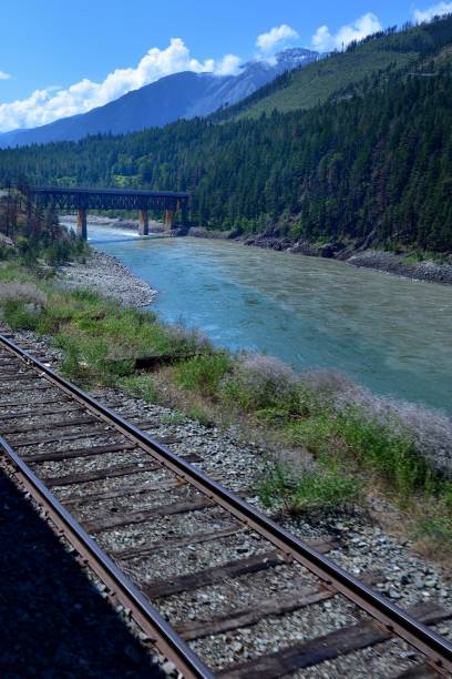 istock Railway line high above rivers meet 2162777866