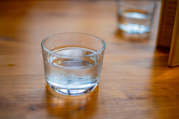 Water in a glass.