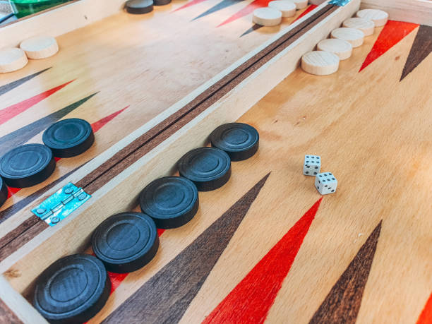 istock Closeup of a backgammon board with dice 2162787331