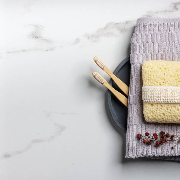 Products for personal care on bathroom table
