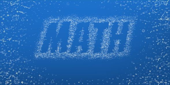Maths Logo With Scribble Effect Scattered Mathematics Symbol On Blue ...