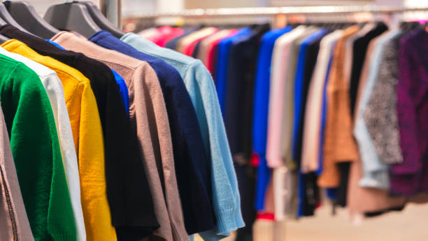 istock multicolor clothing in the store market 2162790186