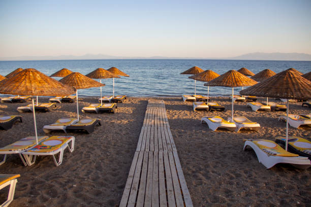 istock Sun Loungers on the Beach 2162791836