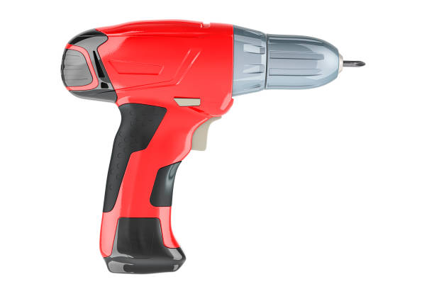 Cordless electric screwdriver. Screw gun, 3D rendering isolated on white background