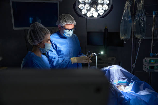 istock Doctors during gynecological surgery operation using laparoscopic equipment in hospital 2162795371
