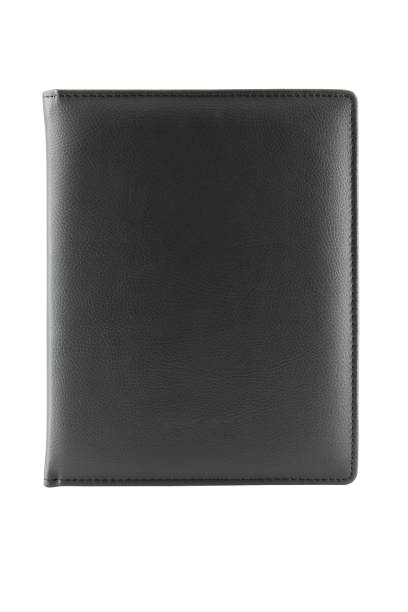 istock Black color leather fabric hardcover notebook isolated on white background 2162796311