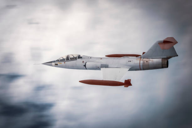 istock CF-104  Starfighter jet speeding against a blurry sky. 2162796844