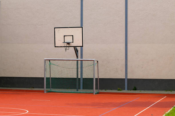 istock basketball hoop is standing in front of a wall 2162798331