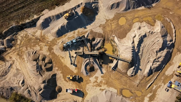 Top view of crushed stone quarry machine.