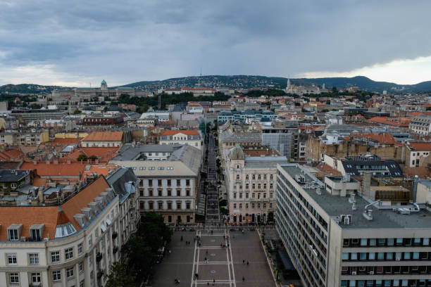 Budapest Old Town aerial view, Hungary