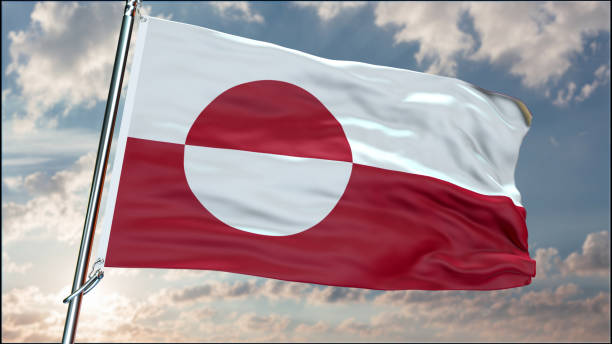 Greenland flag background realistic waving in the wind 8K
