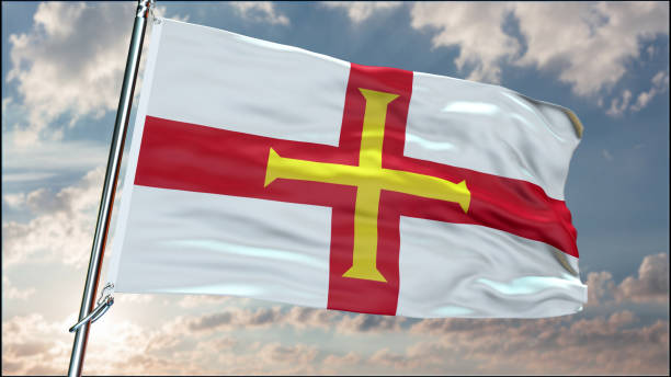 istock Guernsey flag background realistic waving in the wind 8K 2162817437