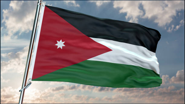 Jordan flag background realistic waving in the wind 8K