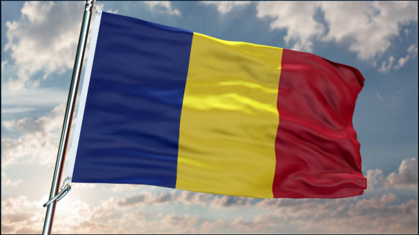 istock Romania flag background realistic waving in the wind 8K 2162821295