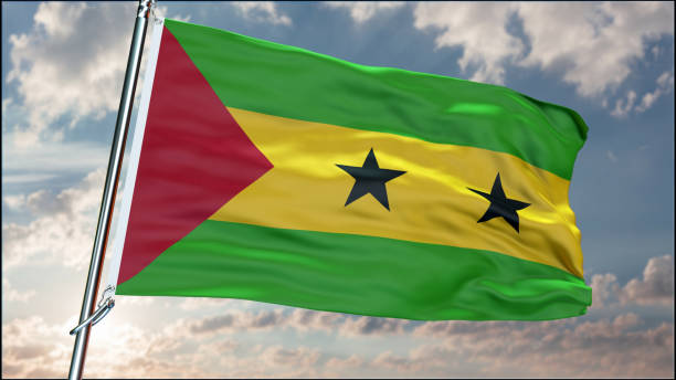 Sao Tome and Principe flag background realistic waving in the wind 8K