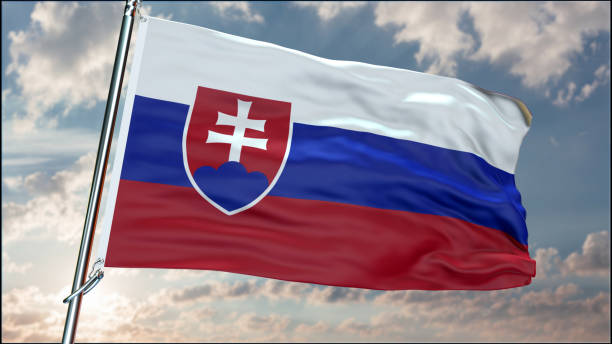 istock Slovakia flag background realistic waving in the wind 8K 2162822029