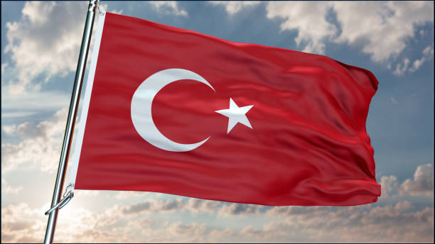 istock Turkey flag background realistic waving in the wind 8K 2162823569
