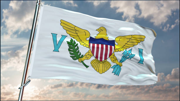 istock Virgin Islands US flag background realistic waving in the wind 8K 2162824279