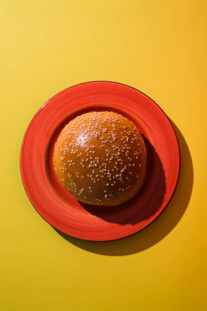 istock Top view of a hamburger bun. Copy space. 2162830193